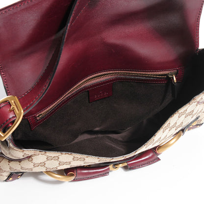 Gucci Monogram Horsebit Chain Studded Flap Burgundy 5 of 7