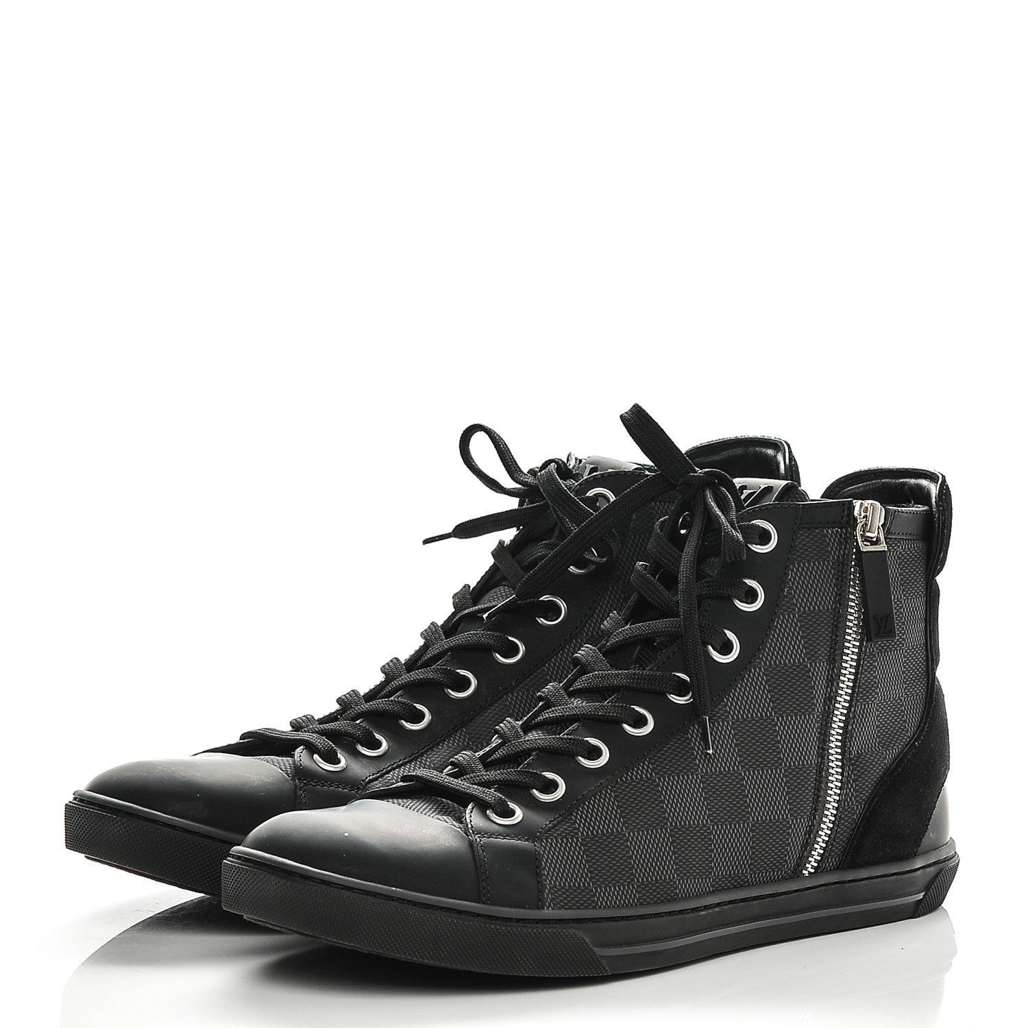 Louis Vuitton Damier Graphite Calfskin Suede Mens Aventure High Top Sneakers 8 3 of 7
