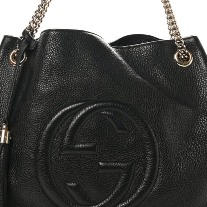 Gucci Pebbled Calfskin Medium Soho Chain Shoulder Bag Black 8 of 13