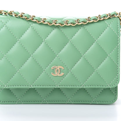 Chanel Lambskin Quilted Mini Wallet On Chain WOC Green 8 of 11