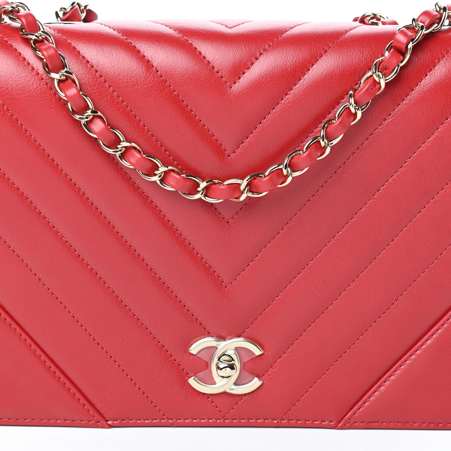 Chanel Calfskin Chevron Quilted Large Statement Flap Red 8 of 10