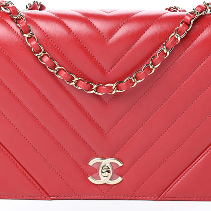 Chanel Calfskin Chevron Quilted Large Statement Flap Red 8 of 10