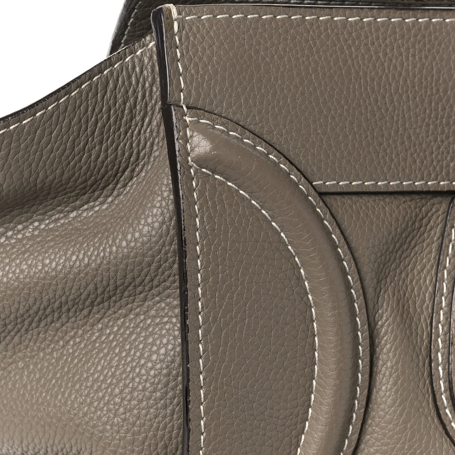 Celine Drummed Calfskin Mini Luggage Bag Souris 6 of 11