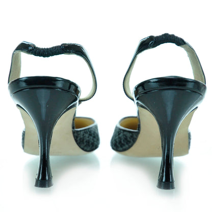 FASHIONPHILE MANOLOBLAHNIKWovenPatentCapToeCarolynePumps36Black 4 of 7