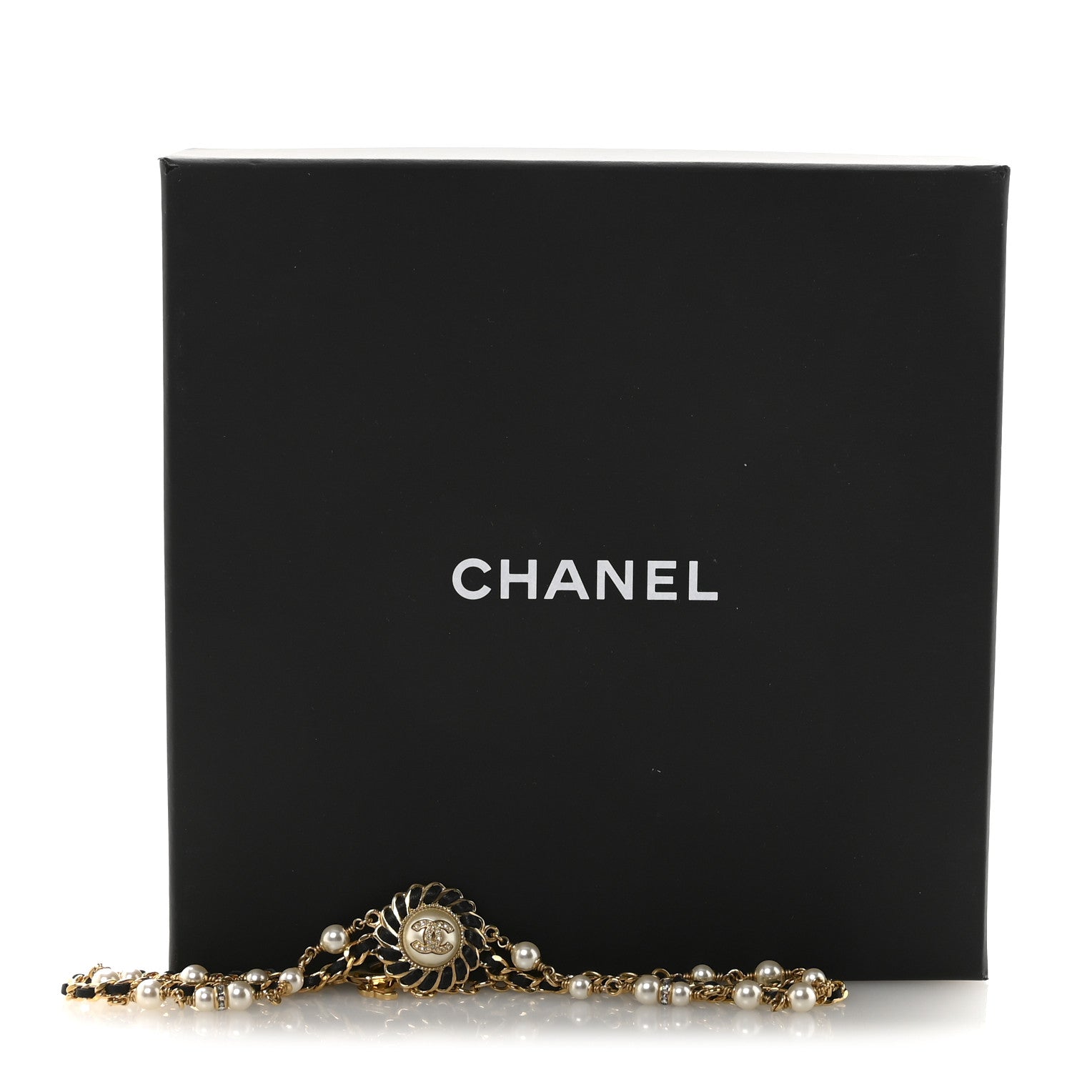 Chanel Lambskin Pearl Crystal CC Short Double Strand Necklace Gold