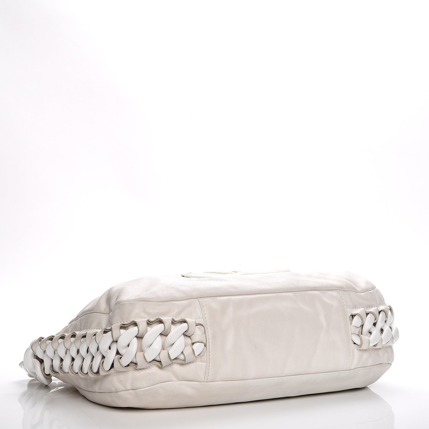Calfskin Modern Chain Rhodoid Hobo White