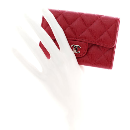 Chanel Caviar Quilted Flap Card Holder Wallet Red 2 of 7