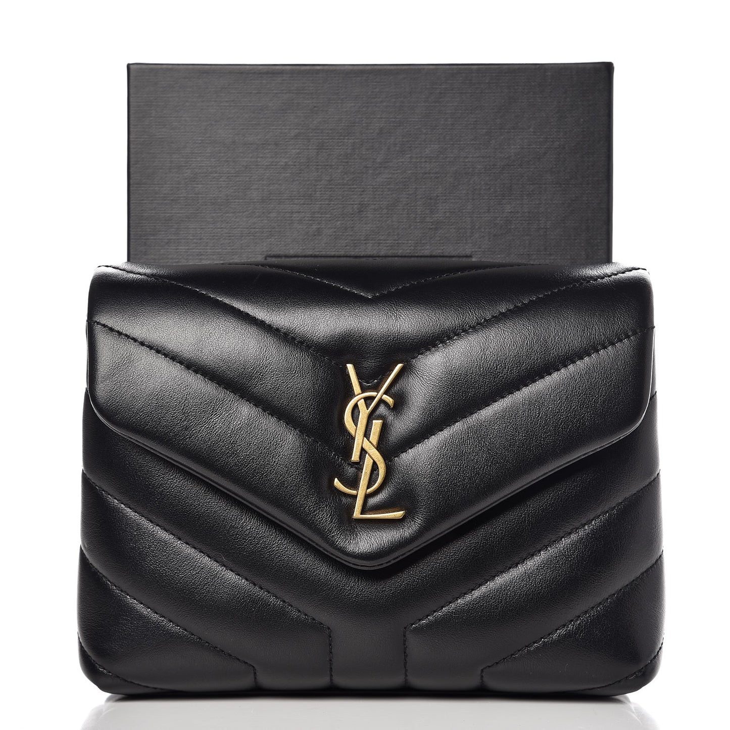 Calfskin Y Quilted Monogram Toy Loulou Crossbody Bag Black