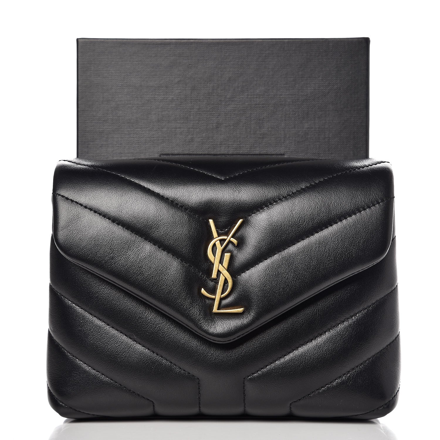 Saint Laurent Calfskin Y Quilted Monogram Toy Loulou Crossbody Bag Black 10 of 10