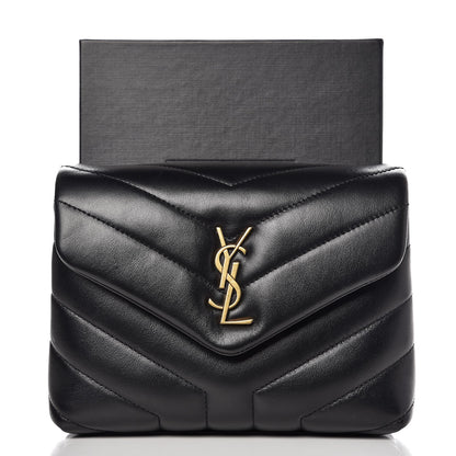 Saint Laurent Calfskin Y Quilted Monogram Toy Loulou Crossbody Bag Black 10 of 10