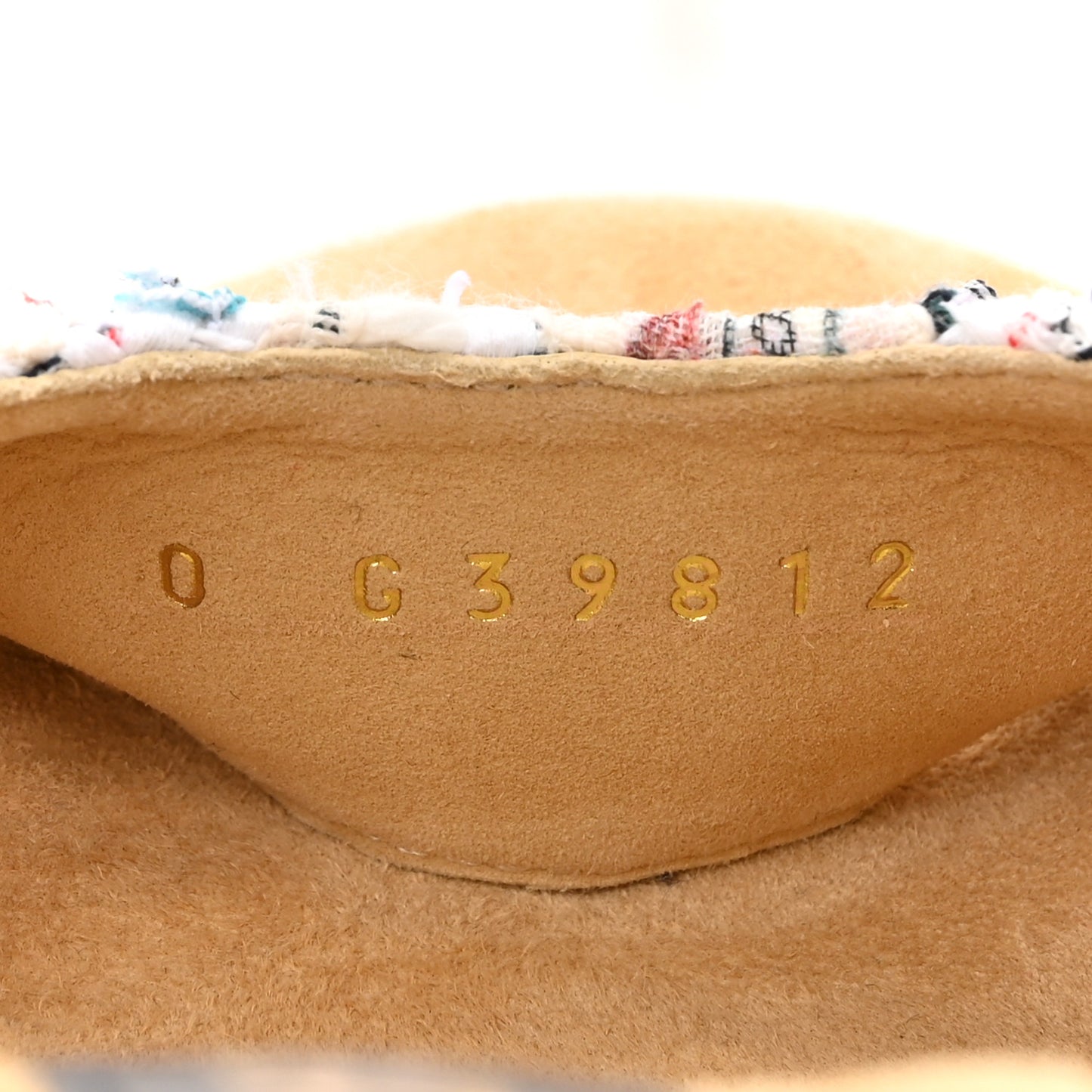 Tweed Cork CC Wedge Sandals 38.5 Ecru Pink Blue Green