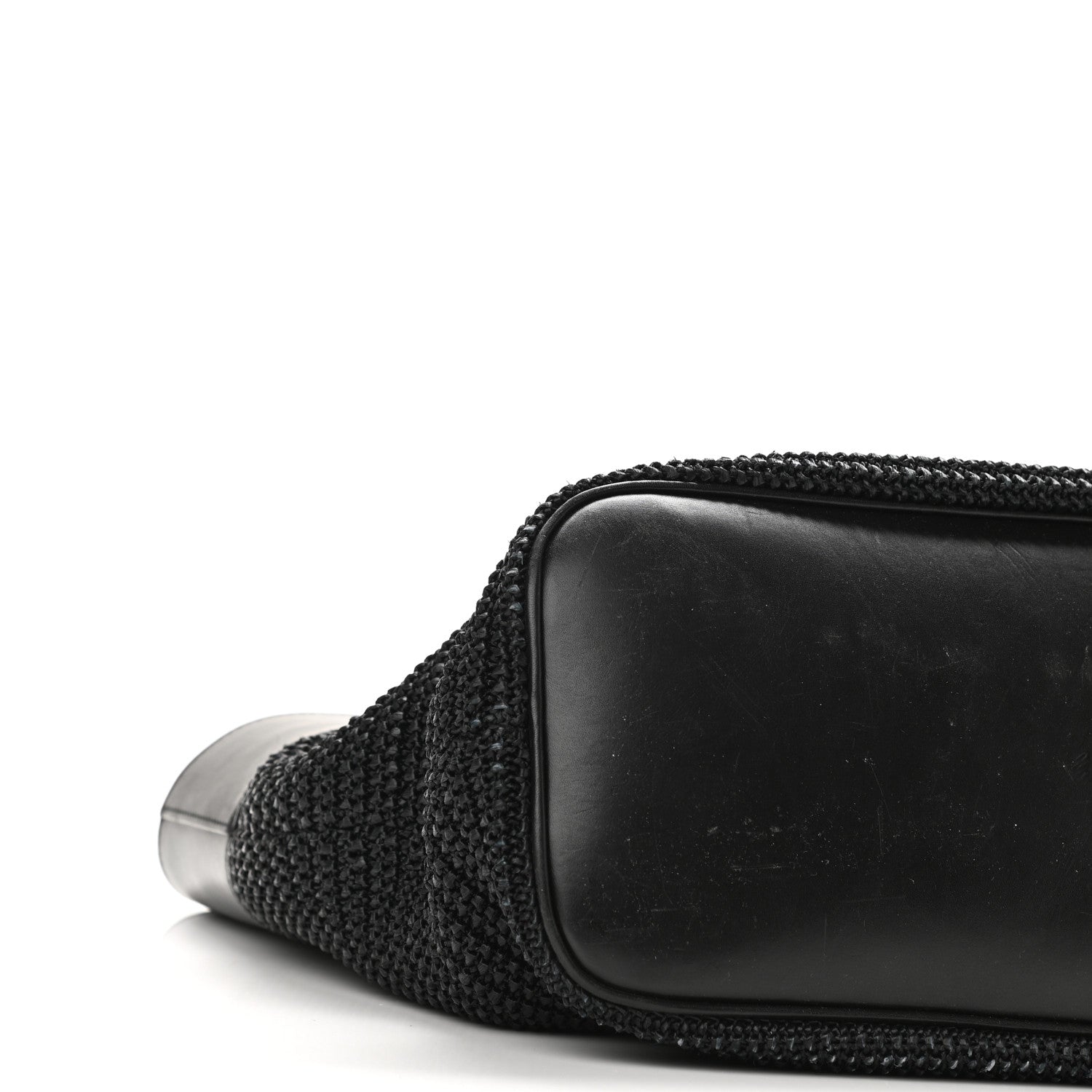 Saint Laurent Calfskin Raffia Medium Shopper Tote Black 9 of 10