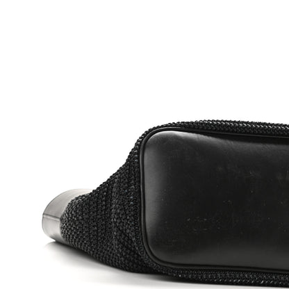 Saint Laurent Calfskin Raffia Medium Shopper Tote Black 9 of 10