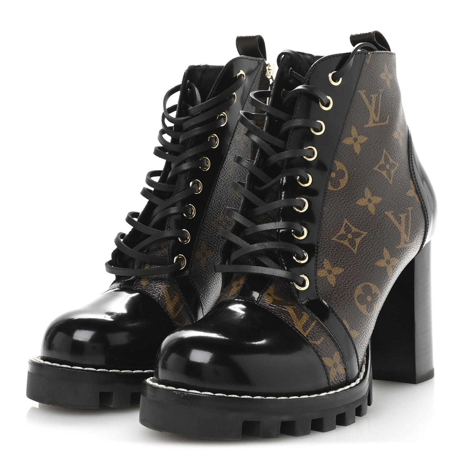 Louis Vuitton Patent Calfskin Monogram Star Trail Ankle Boots 40 Black 4 of 8