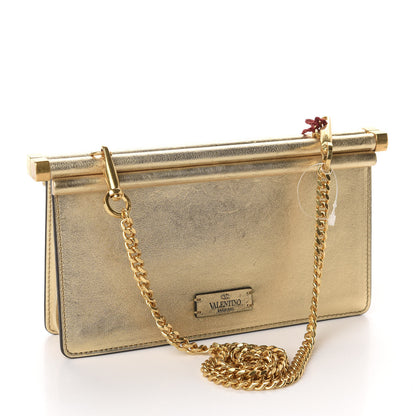 Valentino Garavani Metallic Calfskin Small Carry Secrets Clutch Dark Gold 2 of 10