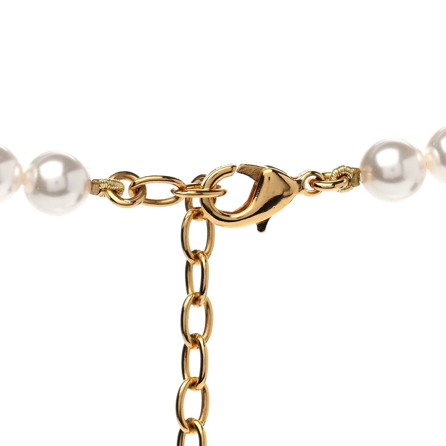 Chanel Pearl Crystal CC Short Necklace Gold 5 of 7