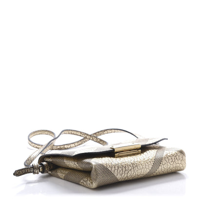 Burberry Metallic Signature Grain Calfskin Check Embossed Langley Crossbody Gold 4 of 10