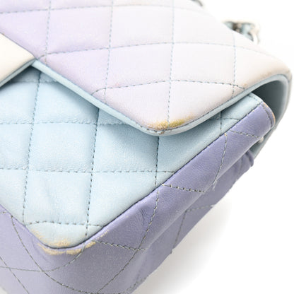 Chanel Perforated Lambskin Quilted Mini Rectangular Flap Light Blue Light Purple White 11 of 12