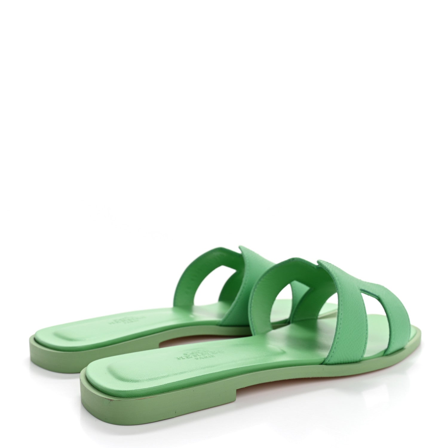 Hermes Epsom Oran Sandals 38 Vert Pomme 5 of 13
