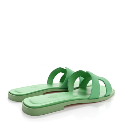 Hermes Epsom Oran Sandals 38 Vert Pomme 5 of 13