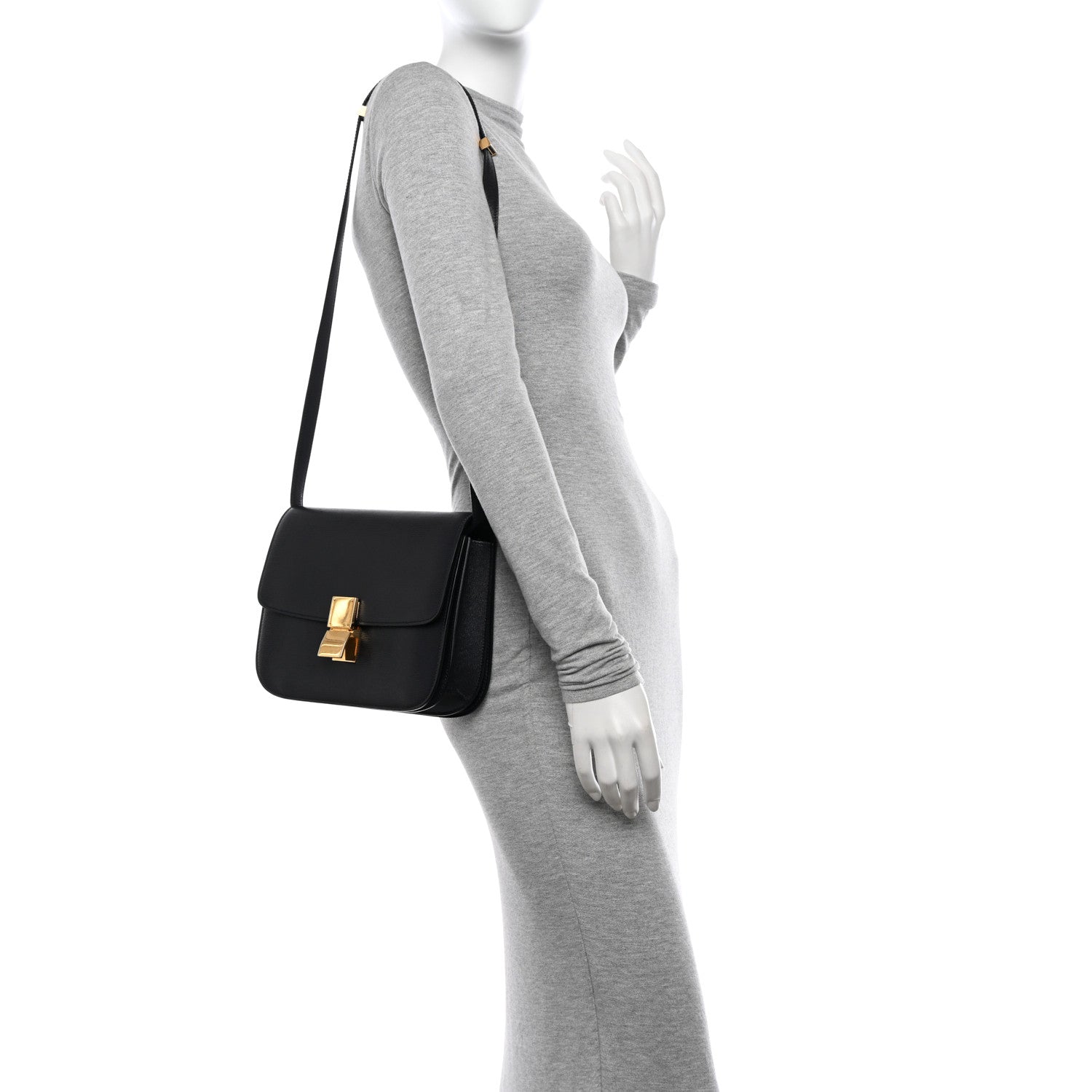Celine Liege Calfskin Medium Classic Box Flap Bag Black 2 of 12