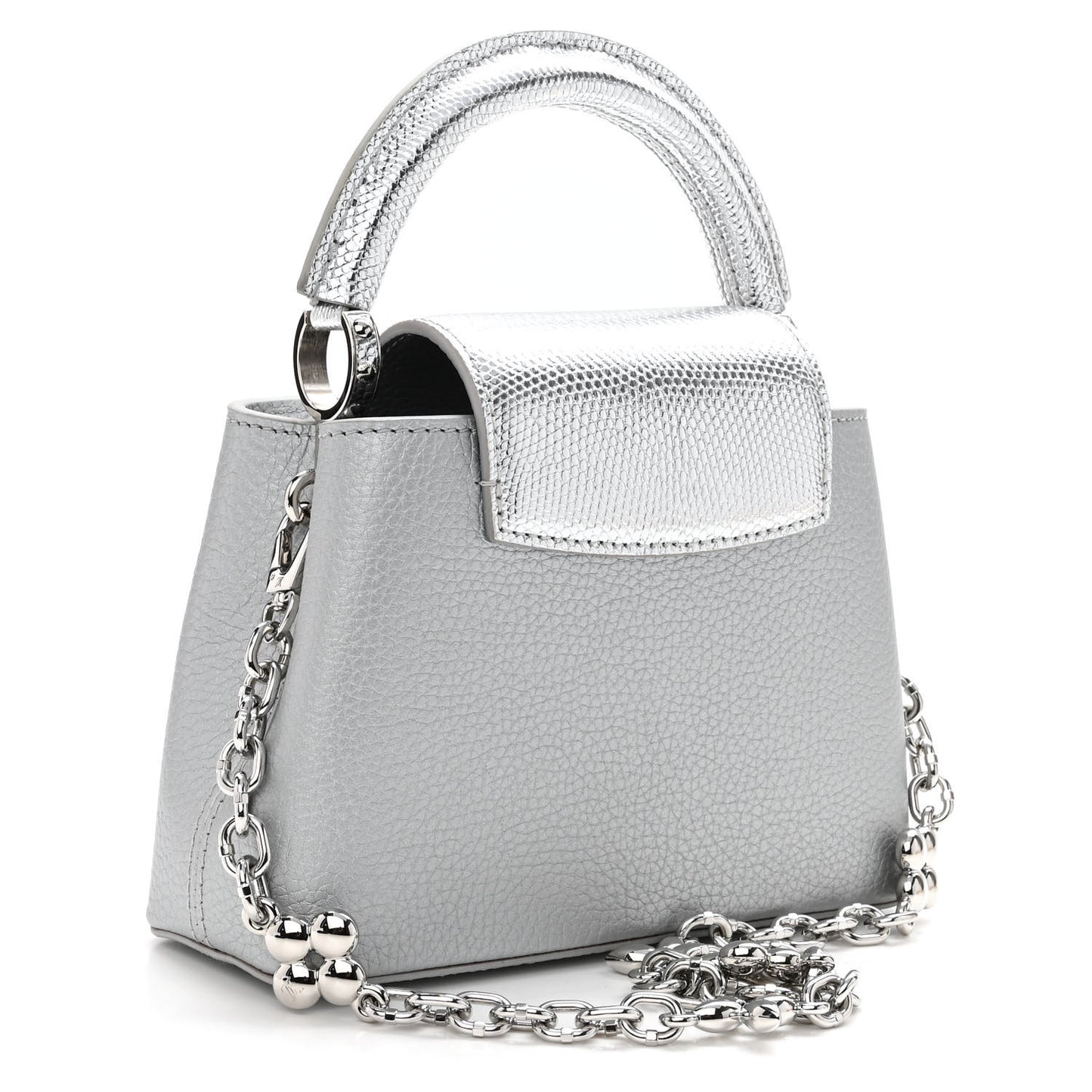 Taurillon Lizard Flower Chain Capucines Mini Silver