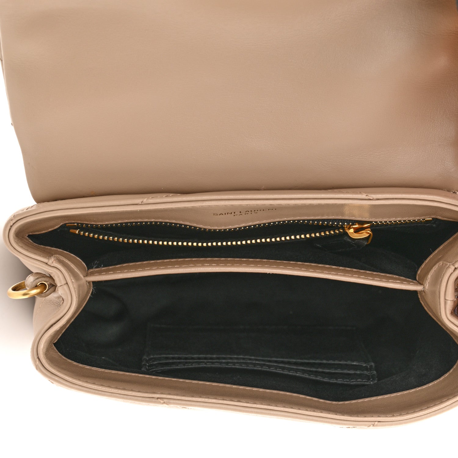Saint Laurent Calfskin Y Quilted Monogram Toy Loulou Crossbody Bag Latte 5 of 11