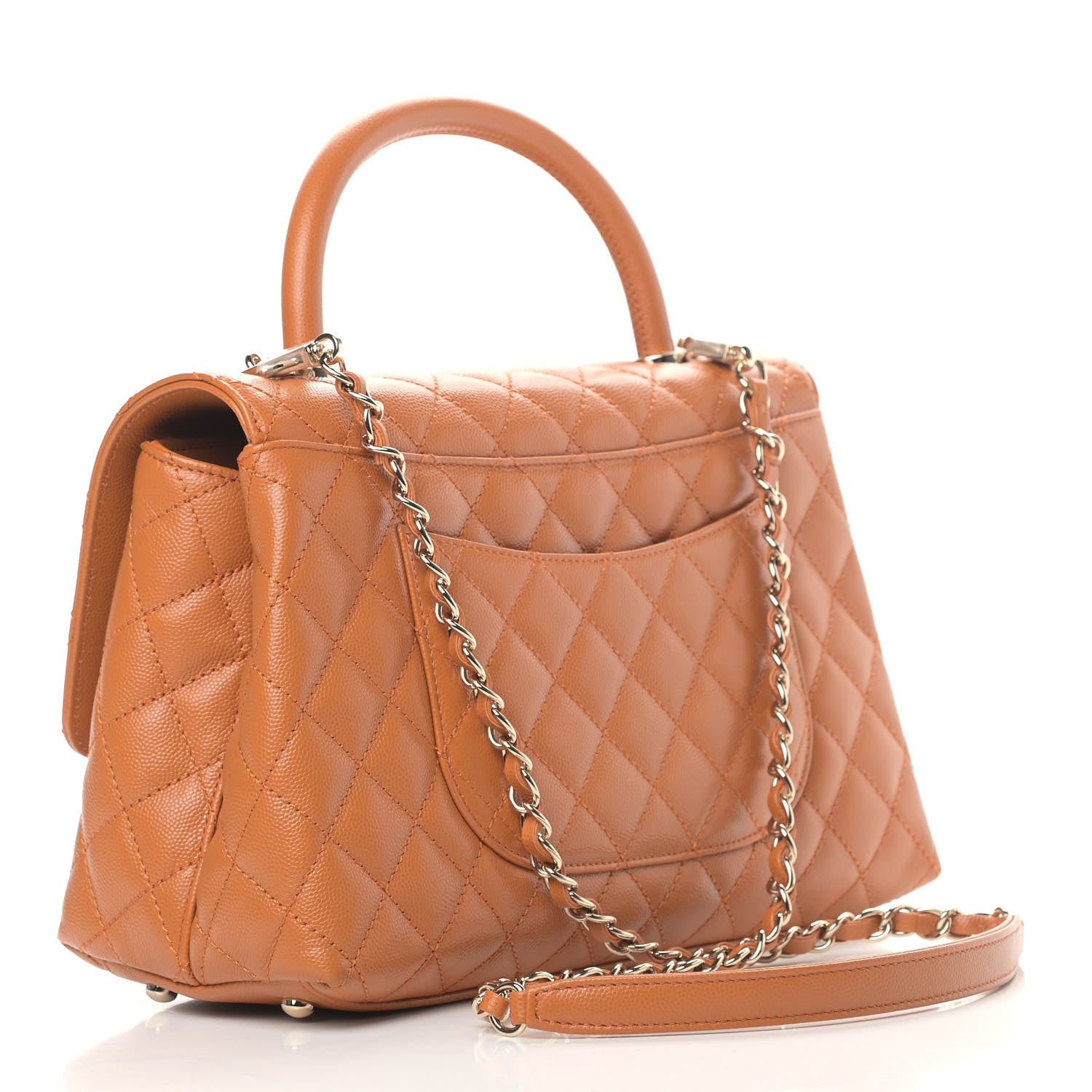 Chanel Caviar Quilted Small Coco Handle Flap Light Brown 2 of 6