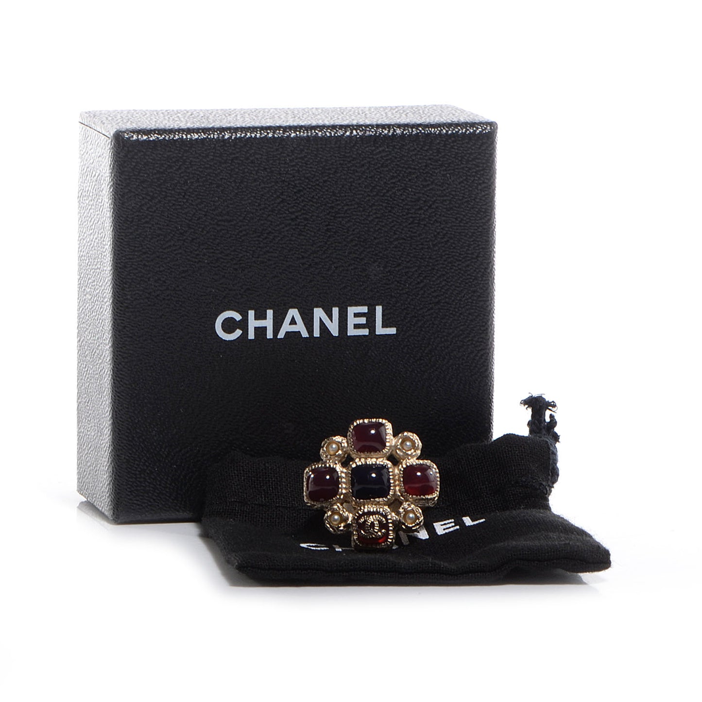 Gripoix Pearl CC Ring Gold 7