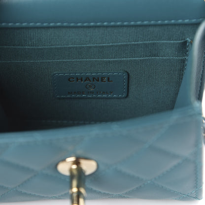 Chanel Lambskin Quilted Mini Trendy CC Chain Wallet Blue 5 of 8
