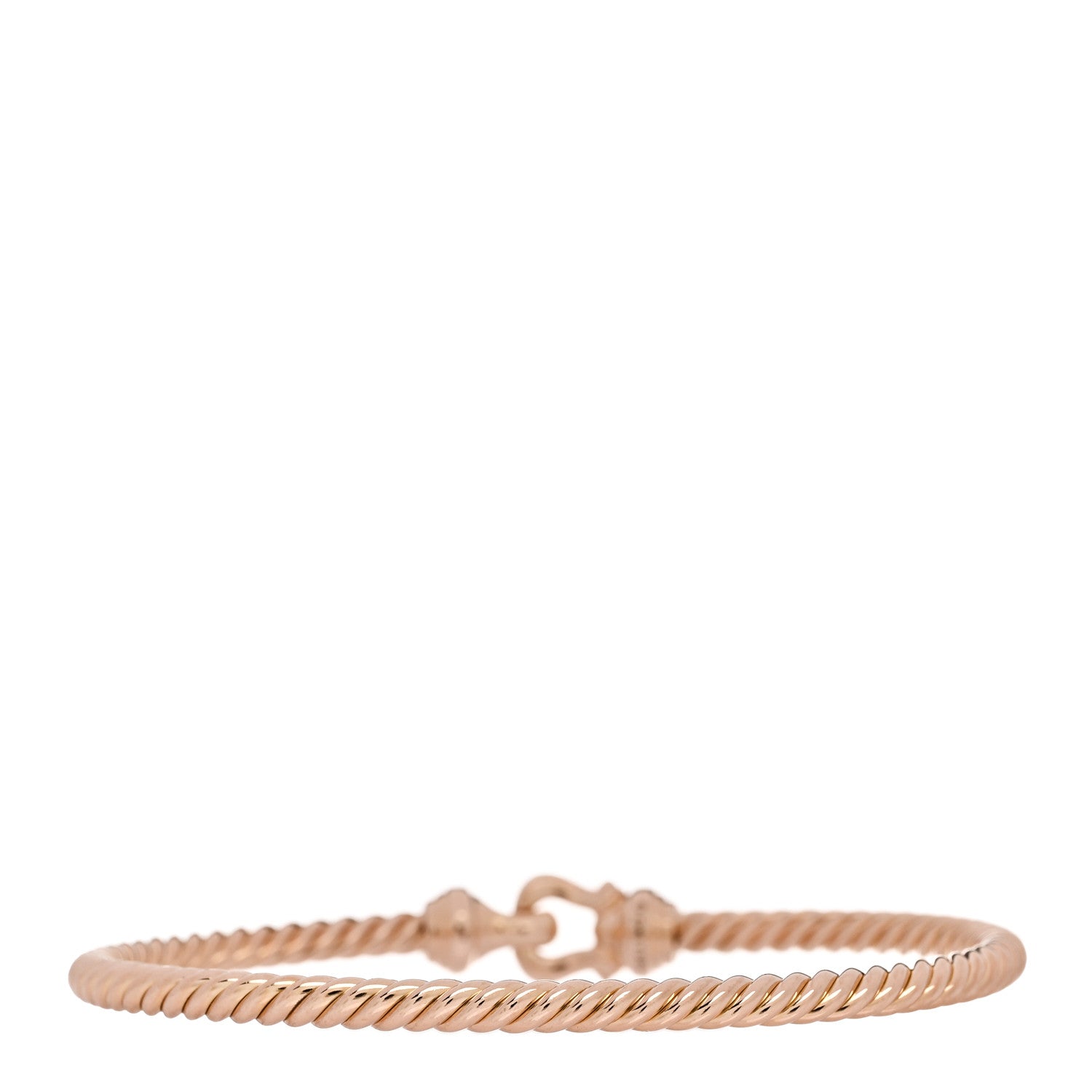 David Yurman 18K Rose Gold Diamond 3.5mm Buckle Cablespira Bracelet 2 of 3