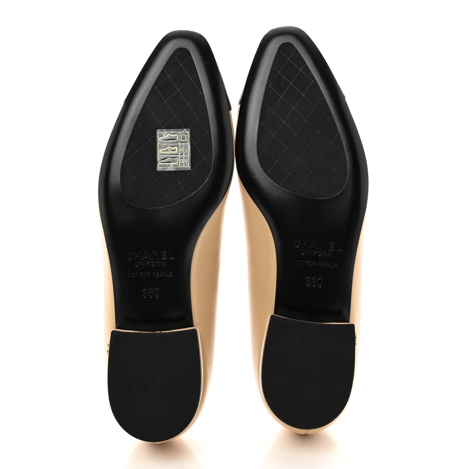 Chanel Lambskin Cap Toe CC Uniform Ballerina Flats 36 Beige Black 5 of 9