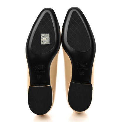 Chanel Lambskin Cap Toe CC Uniform Ballerina Flats 36 Beige Black 5 of 9