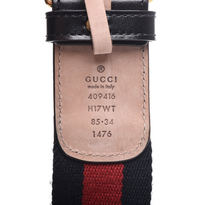 Gucci Nylon Calfskin Double G Web 40mm Belt 85 34 Blue Red Black 4 of 7