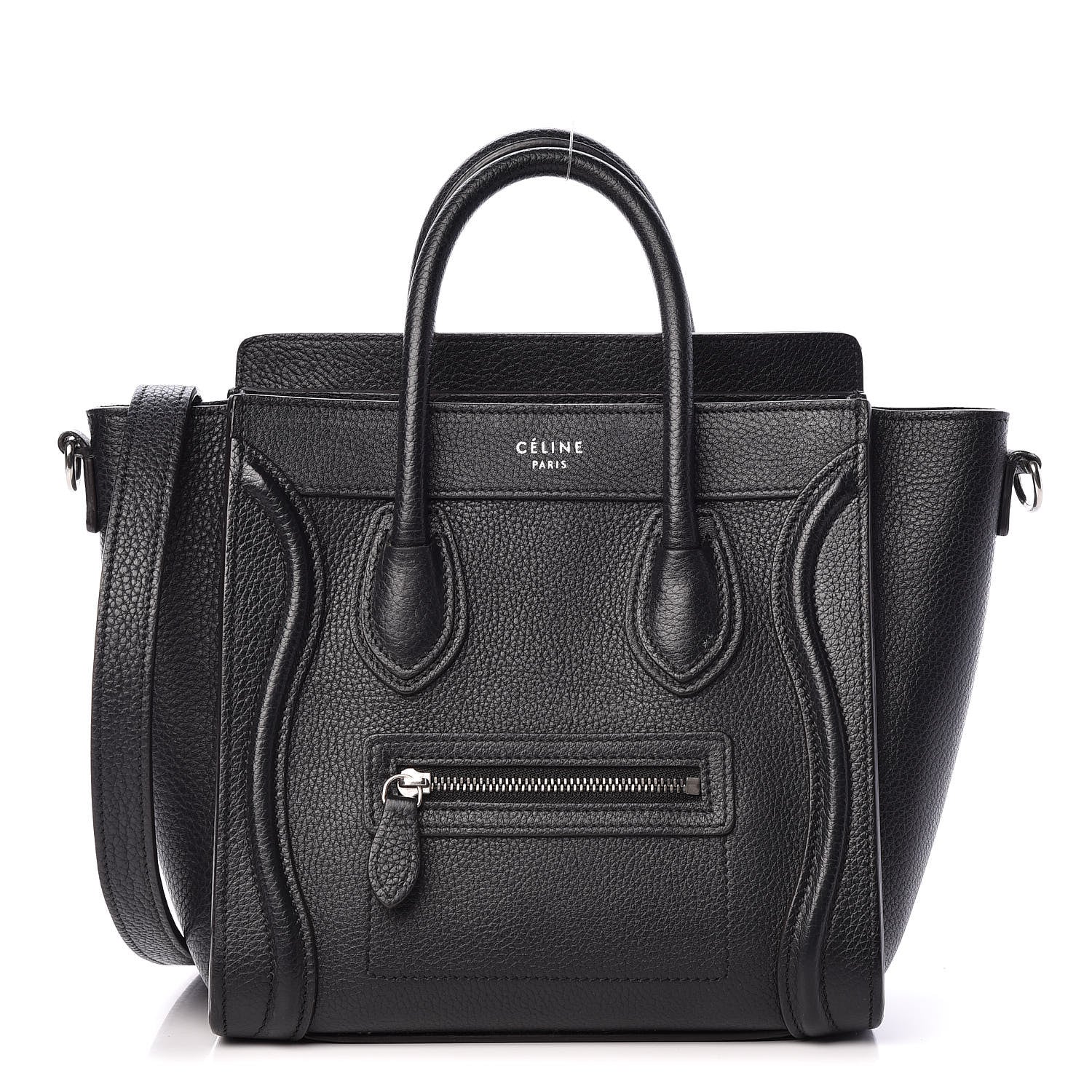 Celine Drummed Calfskin Nano Luggage Black 1 of 18