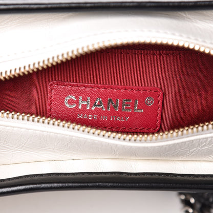 Chanel Aged Calfskin Quilted Small Gabrielle Hobo Black White 6 of 11