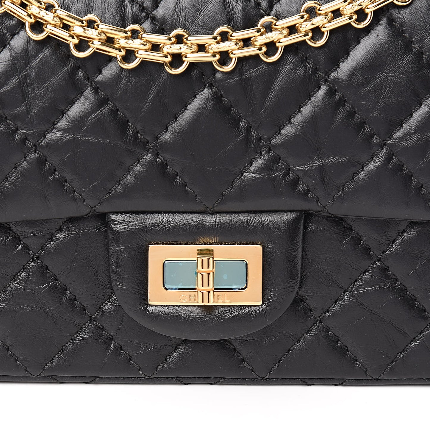 Aged Calfskin Quilted 2.55 Reissue Mini Flap Black