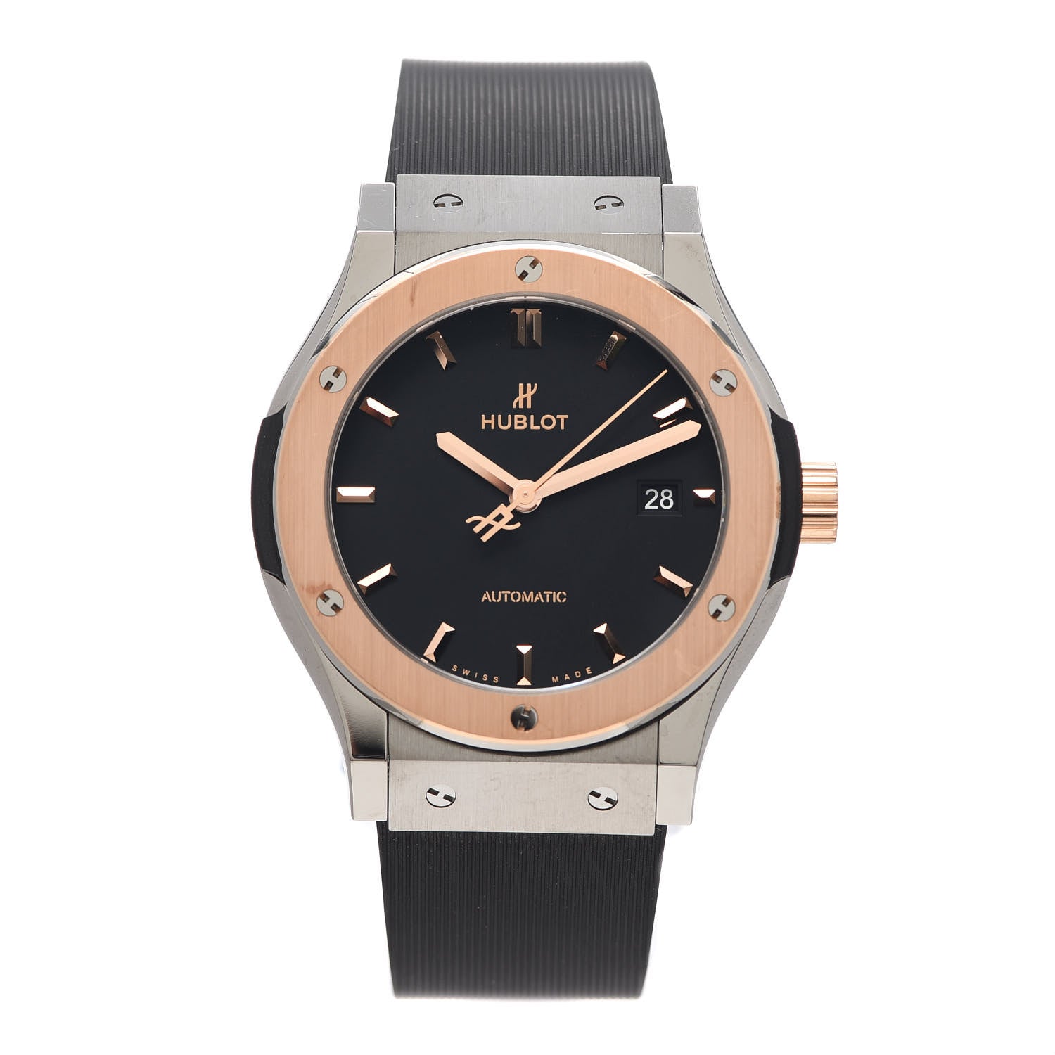 Hublot Titanium 18K Rose Gold 42mm Rubber Classic Fusion Automatic Watch Black 542.NO.1181.RX 1 of 6
