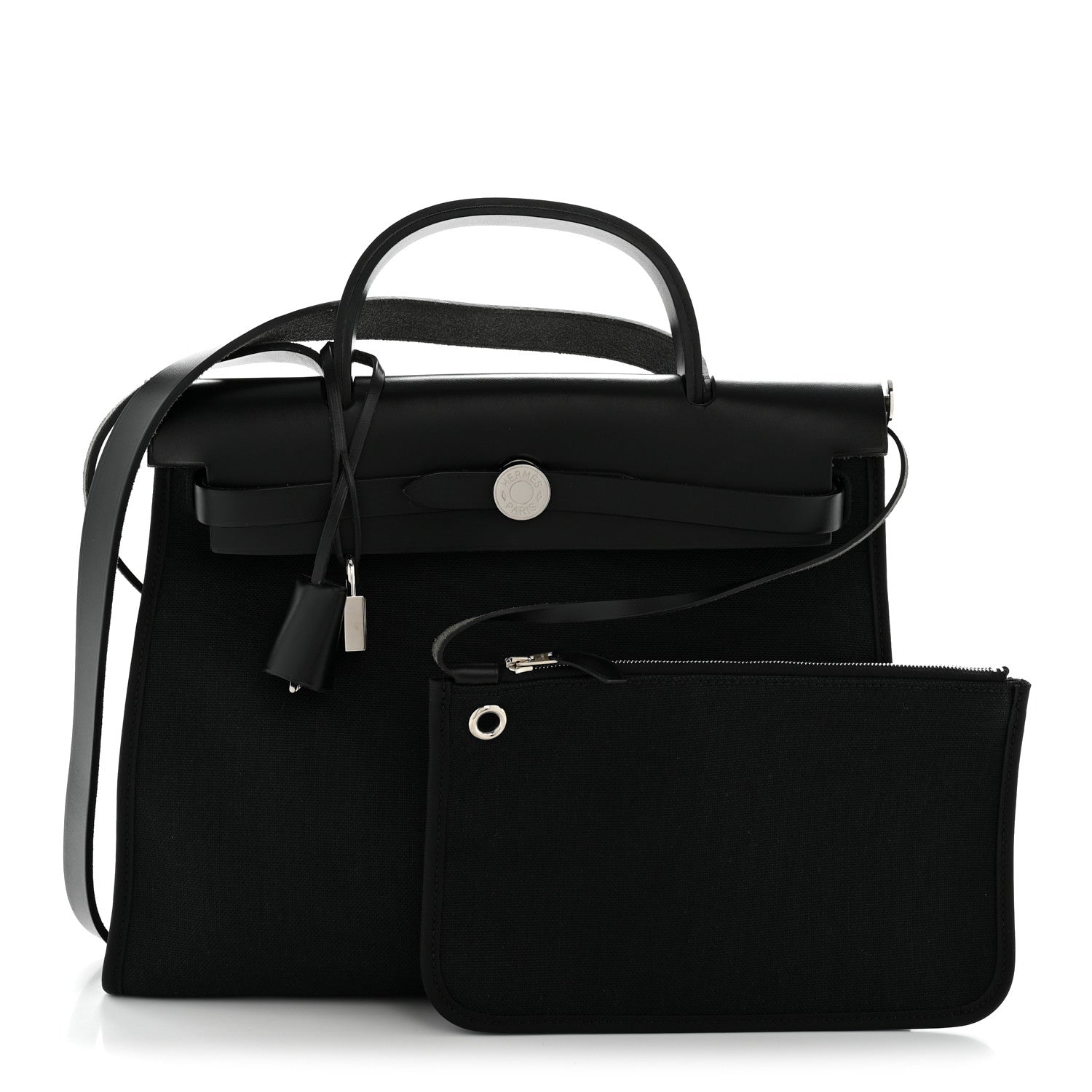 Hermes Military Toile Vache Hunter Herbag Zip PM 31 Black 3 of 15