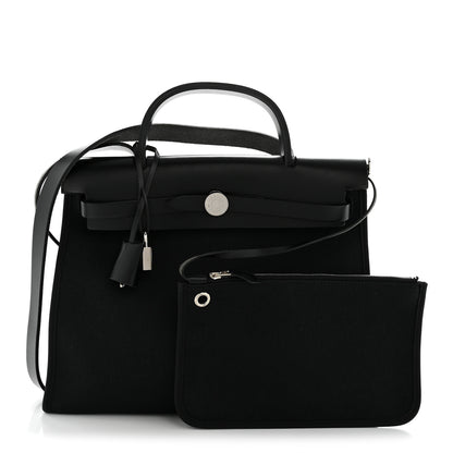 Hermes Military Toile Vache Hunter Herbag Zip PM 31 Black 3 of 15