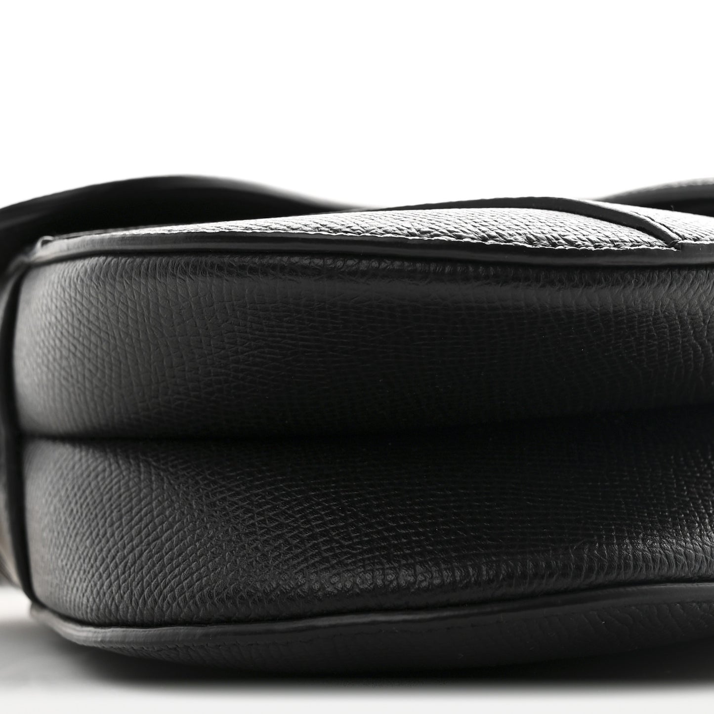 Grained Calfskin Mini Saddle Bag With Strap Black