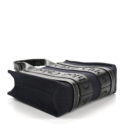 Chloe Calfskin Linen Small Woody Tote Deep Denim 4 of 10