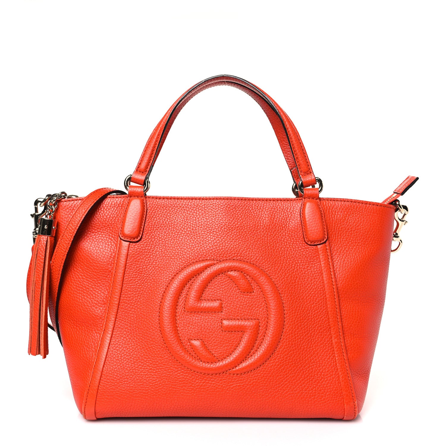 Gucci Pebbled Calfskin Small Soho Top Handle Bag Sun Orange 1 of 9