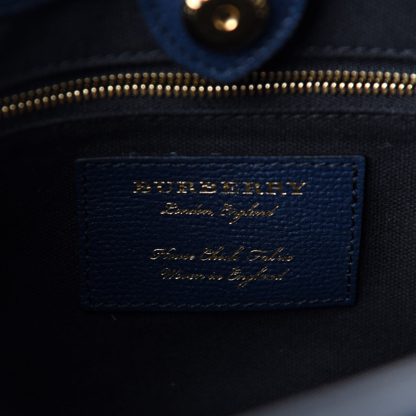 Grainy Calfskin House Check Baby Banner Tote Ink Blue