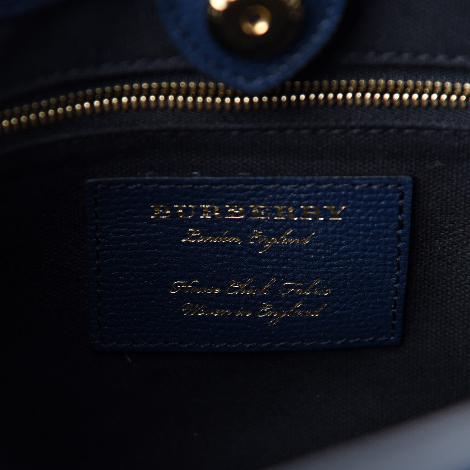 Burberry Grainy Calfskin House Check Baby Banner Tote Ink Blue 8 of 11