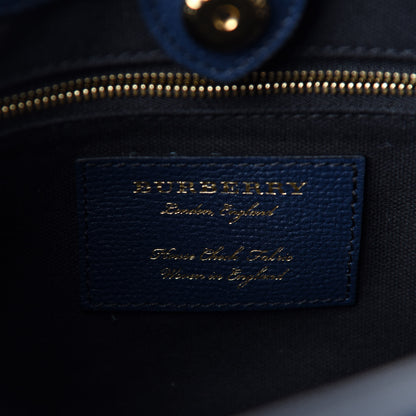 Burberry Grainy Calfskin House Check Baby Banner Tote Ink Blue 8 of 11