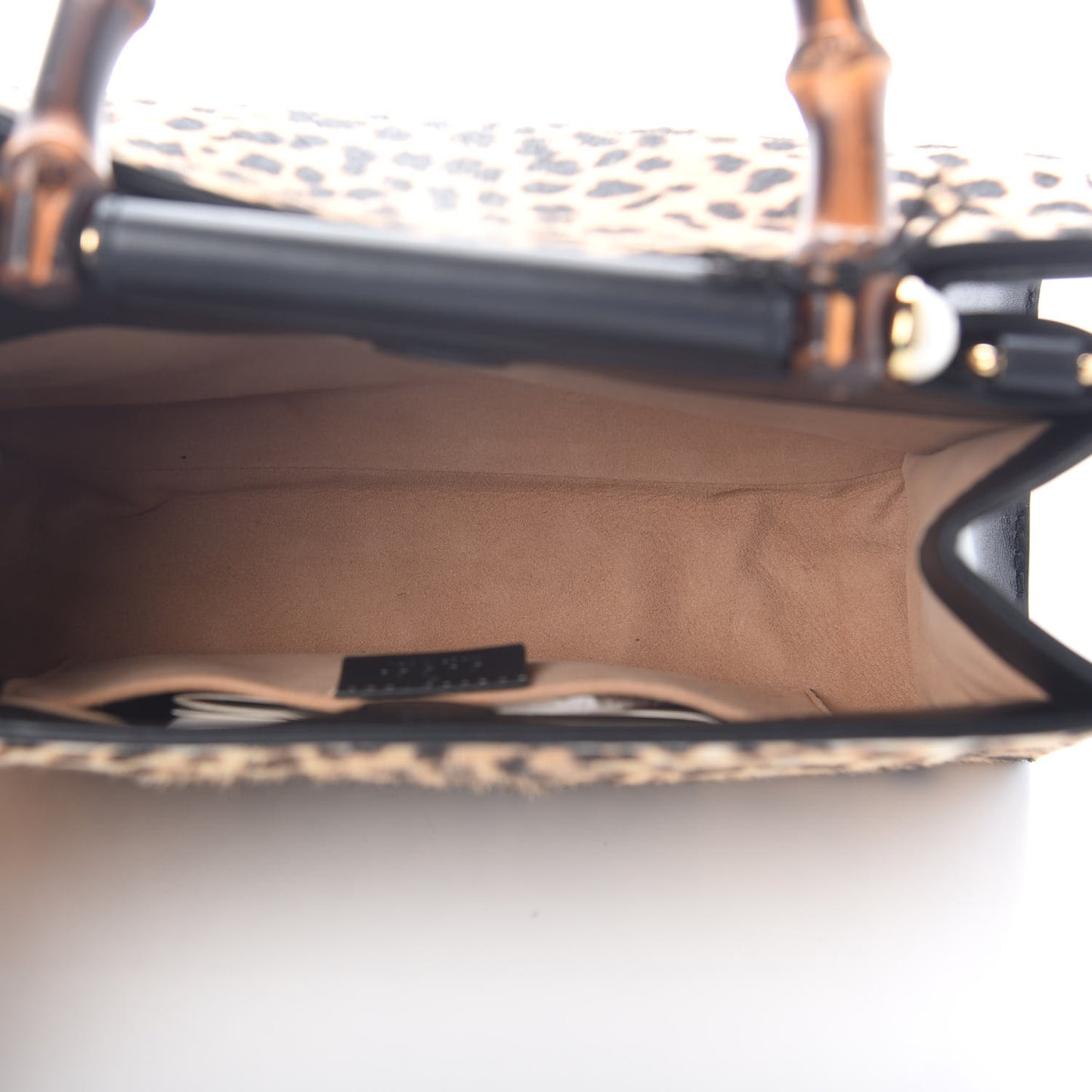 Calf Hair Bamboo Web Leopard Print Mini Nymphaea Top Handle Bag