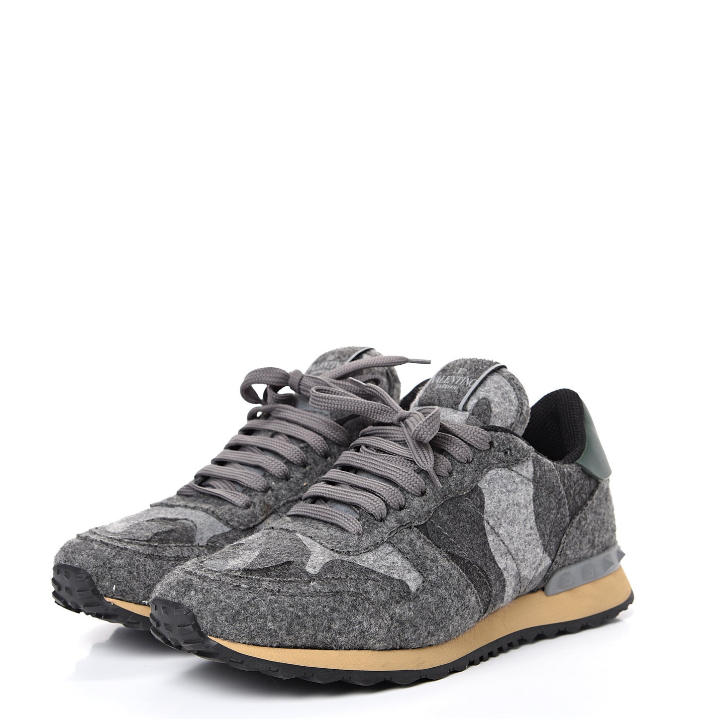 Felt Nappa Camouflage Mens Rockrunner Sneakers 41 Grey Green