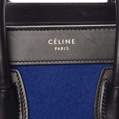 Celine Felt Smooth Calfskin Nano Tri-Color Luggage Indigo Black Brown 6 of 12
