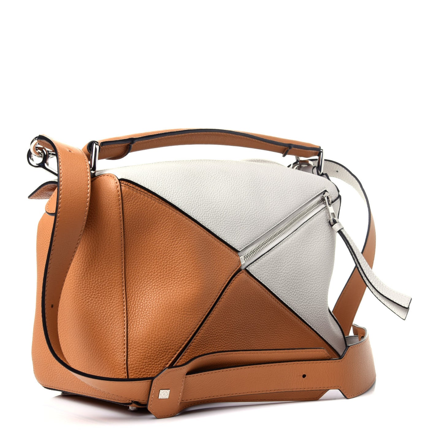 Calfskin Medium Puzzle Bag Tan Soft White